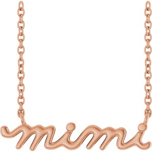 14K Rose Gold Mimi Lowercase Script 18" Necklace