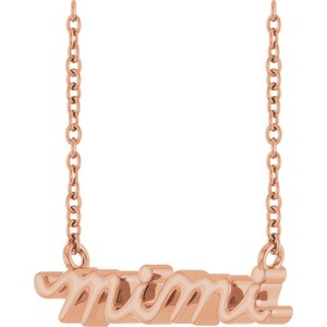 14K Rose Gold Mimi Lowercase Script 18" Necklace