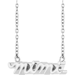 14K White Gold Mimi Lowercase Script 18" Necklace