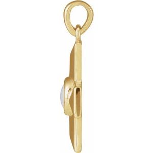 14K Yellow Gold Natural White Opal Gratitude Cross Pendant