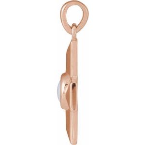 14K Rose Gold Natural White Opal Gratitude Cross Pendant
