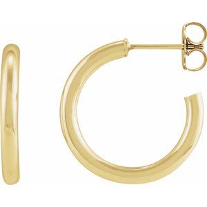 14K Yellow Gold Tube 20 mm Hoop Earrings