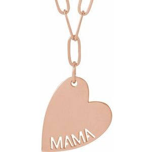 14K Rose Gold Mama Heart 18" Necklace