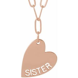 14K Rose Gold Sister Heart 18" Necklace