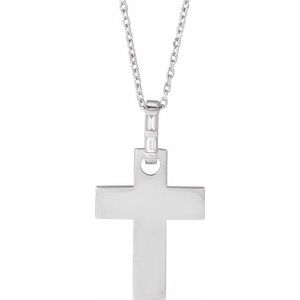 14K White Gold .03 CTW Natural Diamond Cross 16-18" Necklace Mounting