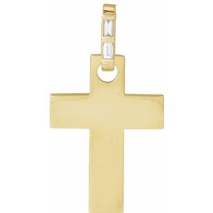 14K Yellow Gold .03 CTW Natural Diamond Cross Pendant