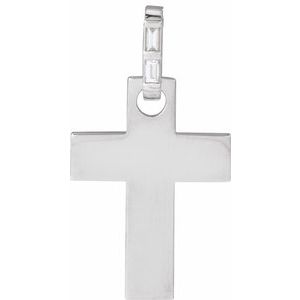 Sterling Silver .03 CTW Natural Diamond Cross Pendant