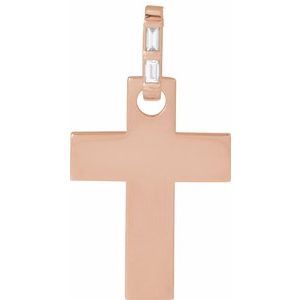 14K Rose Gold .03 CTW Natural Diamond Cross Pendant
