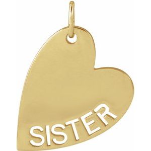 14K Yellow Gold Sister Heart Pendant
