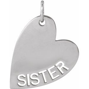 14K White Gold Sister Heart Pendant