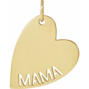 14K Yellow Gold Mama Heart Pendant