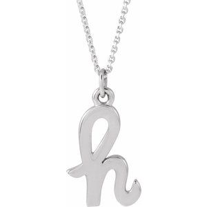 14K White Gold Petite Initial H 16" Necklace
