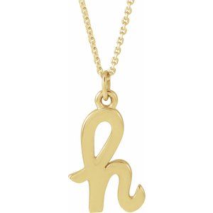 14K Yellow Gold Petite Initial H 16" Necklace