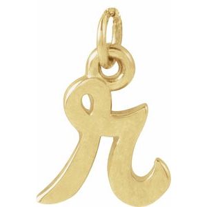 14K Yellow Gold Petite Initial R Pendant