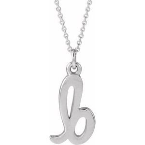 14K White Gold Petite Initial B 16" Necklace