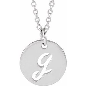14K White Gold Script Initial G 16-18" Necklace