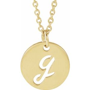 14K Yellow Gold Script Initial G 16-18" Necklace
