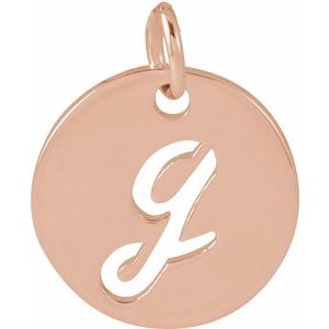 14K Rose Gold Script Initial G Pendant