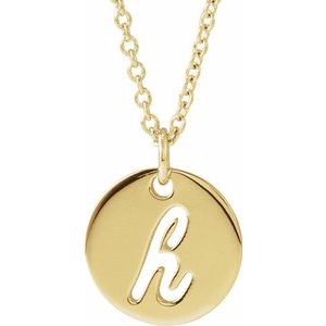14K Yellow Gold Script Initial H 16-18" Necklace