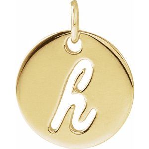 14K Yellow Gold Script Initial H Pendant