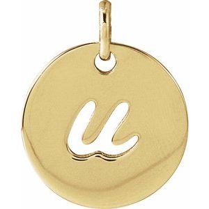 14K Yellow Gold Script Initial U Pendant