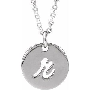 Sterling Silver Script Initial R 16-18" Necklace