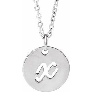 Platinum Script Initial X 16-18" Necklace