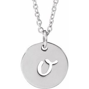 Platinum Script Initial O 16-18" Necklace