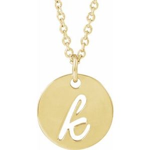 14K Yellow Gold Script Initial K 16-18" Necklace