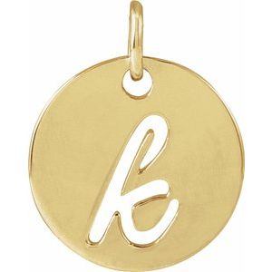 14K Yellow Gold Script Initial K Pendant