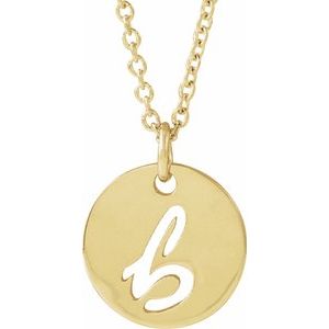 14K Yellow Gold Script Initial B 16-18" Necklace