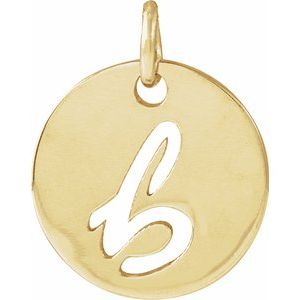 14K Yellow Gold Script Initial B Pendant