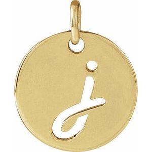14K Yellow Gold Script Initial J Pendant