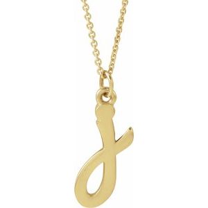 14K Yellow Gold Petite Initial J 16" Necklace