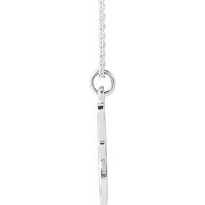 14K White Gold Petite Initial F 16" Necklace