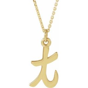 14K Yellow Gold Petite Initial T 16" Necklace