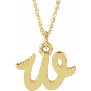 14K Yellow Gold Petite Initial W 16" Necklace