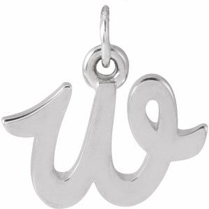 14K White Gold Petite Initial W Pendant