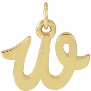 14K Yellow Gold Petite Initial W Pendant