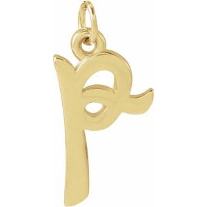 14K Yellow Gold Petite Initial P Pendant