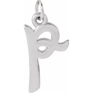 14K White Gold Petite Initial P Pendant