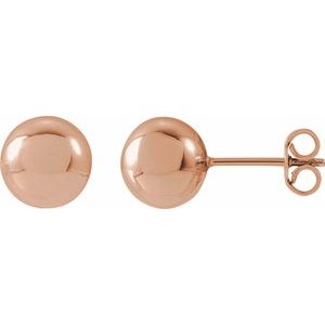 14K Rose 8 mm Ball Earrings