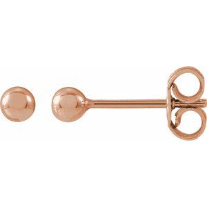 14K Rose 3 mm Ball Earrings