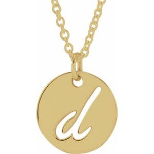 14K Yellow Gold Script Initial D 16-18" Necklace
