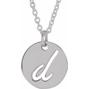 14K White Gold Script Initial D 16-18" Necklace