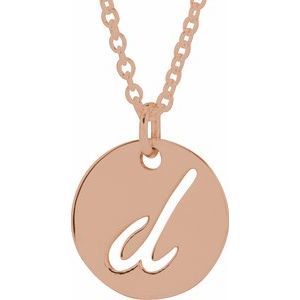 14K Rose Gold Script Initial D 16-18" Necklace
