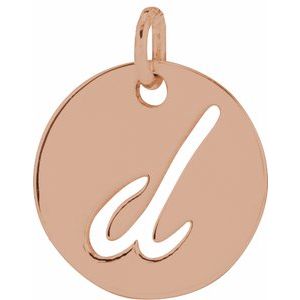 14K Rose Gold Script Initial D Pendant