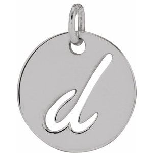 14K White Gold Script Initial D Pendant