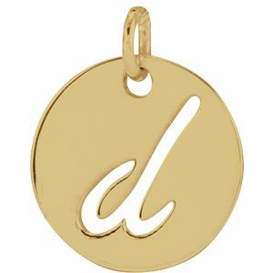 14K Yellow Gold Script Initial D Pendant