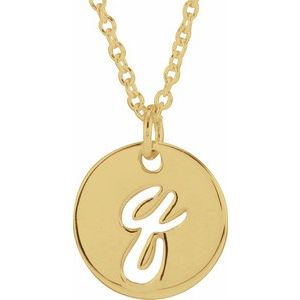 14K Yellow Gold Script Initial Q 16-18" Necklace